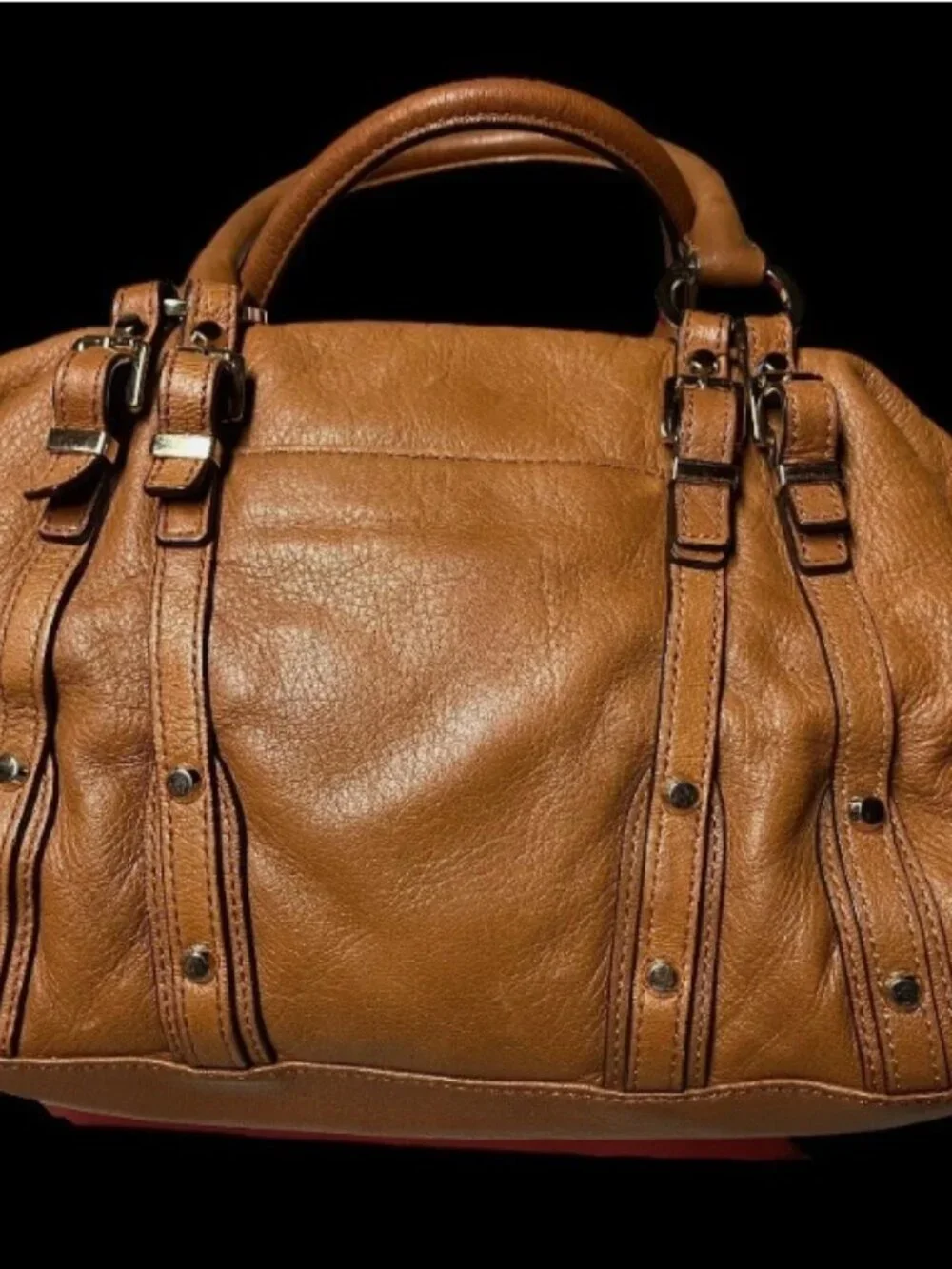 MICHAEL KORS BEDFORD COGNAC LEATHER SHOULDER BAG